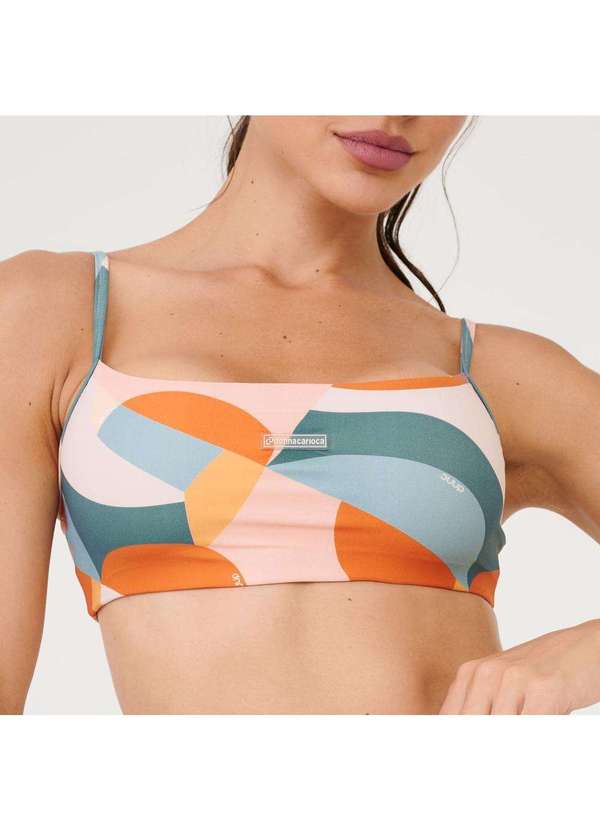 Donna Carioca - Top Faixa Estampa Moves Poliamida Soft com Bojo Estampado 3