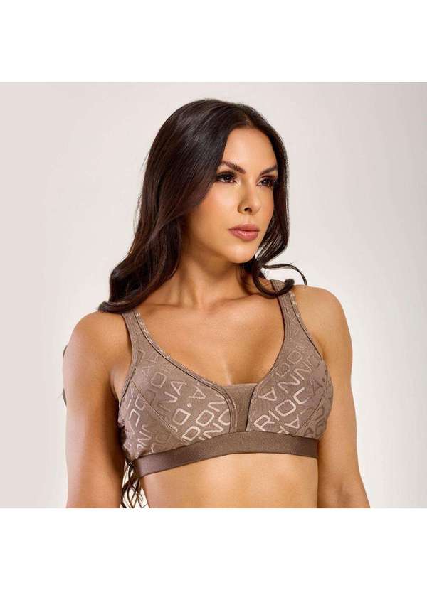 Donna Carioca - Top J Winner Donna Basics Castanho Texturizado com Bojo Marrom