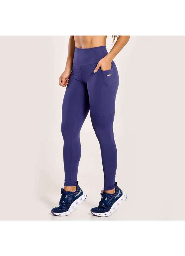 Donna Carioca - Legging Essential Azul Dusk Poliamida com Bolso Azul
