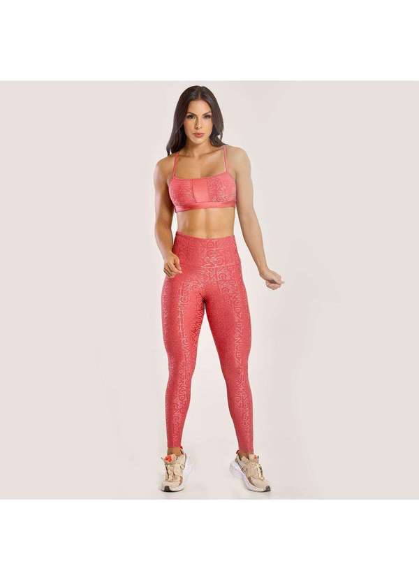 Donna Carioca - Legging J Winner Dnnc Coral Madras Texturizado Rosa 5