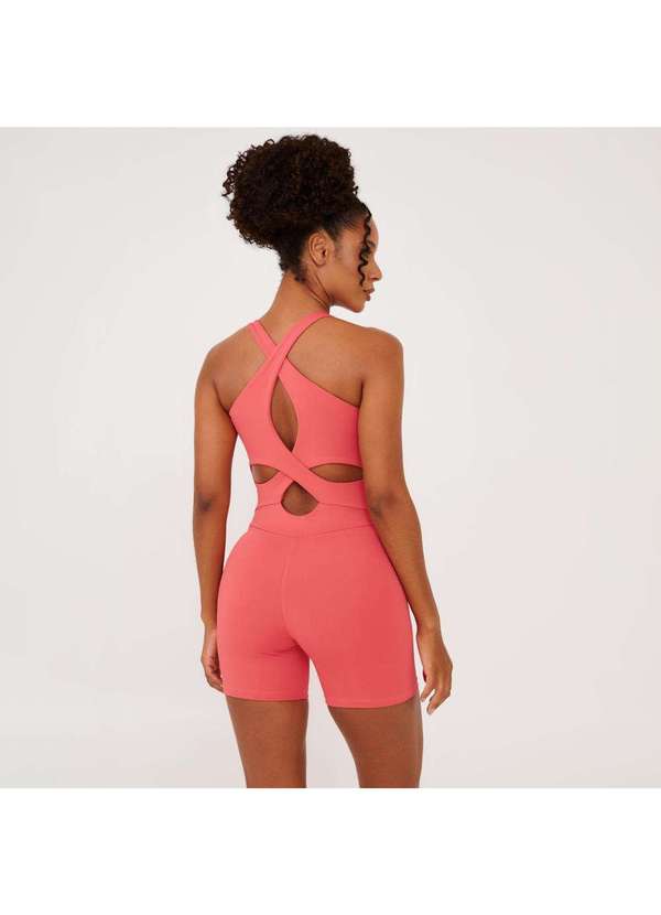 Donna Carioca - Macaquinho Transpassado Costas Flower Coral Poliamida com Bojo Laranja