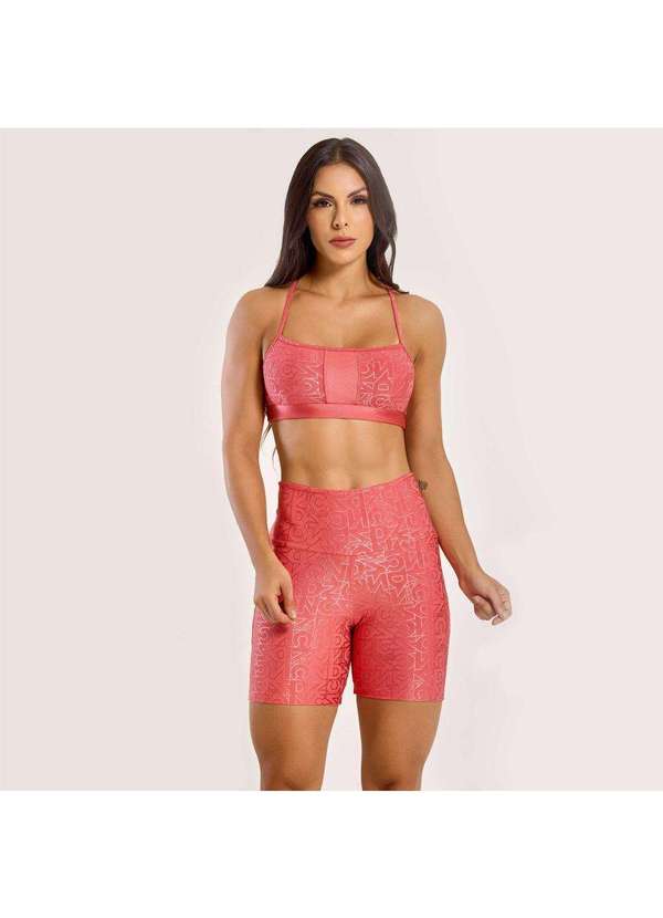 Donna Carioca - Short J Winner Dnnc Coral Madras Texturizado Rosa