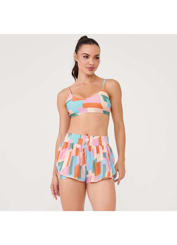 Donna Carioca - Short Soltinho com Pregas Estampa Blossom Poliamida Soft Estampado
