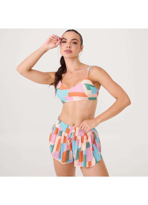 Donna Carioca - Short Soltinho com Pregas Estampa Blossom Poliamida Soft Estampado 3