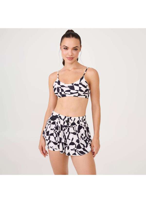 Donna Carioca - Short Soltinho com Pregas Estampa Mind Poliamida Soft Estampado