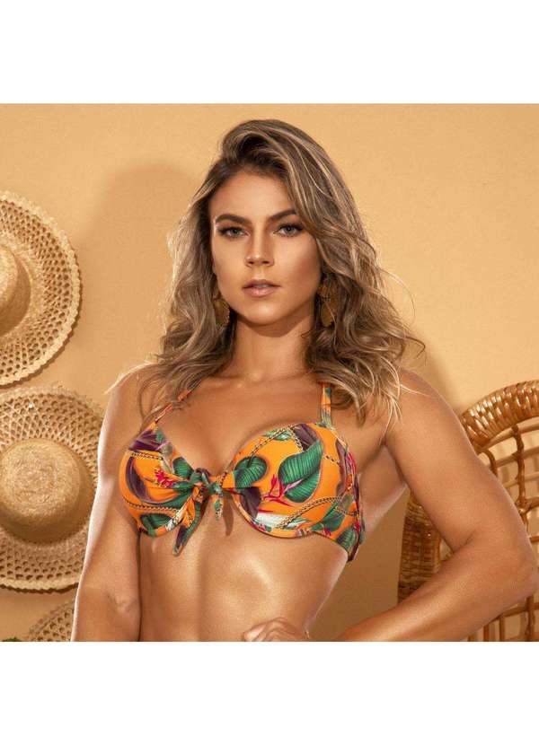 Donna Carioca - Top Bojo Estampa Coral Correntes Laranja 3