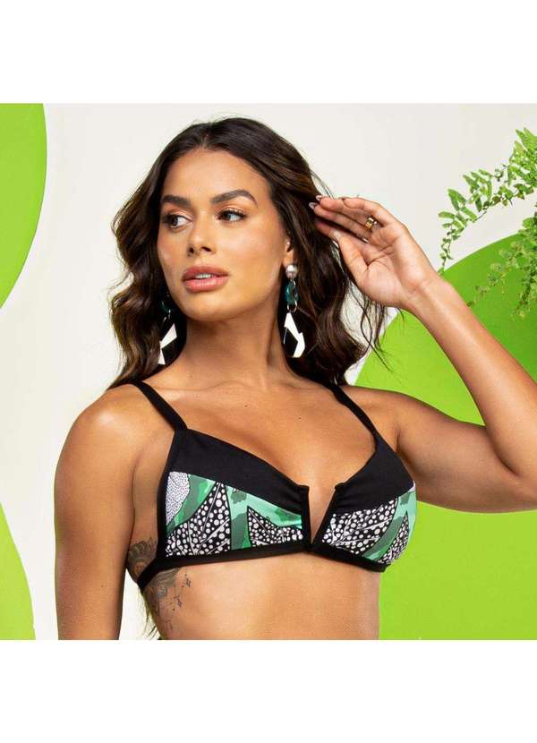 Donna Carioca - Top Estampa Folhagem Preta e Branca Estampado
