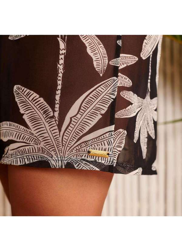 Donna Carioca - Saída de Praia Kimono Estampa Coqueiro P/B Estampado 3
