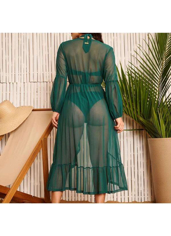 Donna Carioca - Saída de Praia Manga Balonê Midi em Tule Verde Verde 2