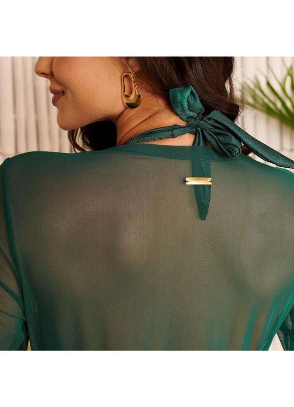 Donna Carioca - Saída de Praia Manga Balonê Midi em Tule Verde Verde 3