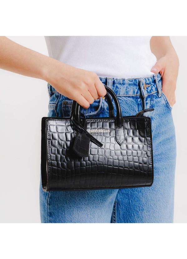 Cecconello - Bolsa Olivia Couro Croco Cecconello C2903-2 Preto 2