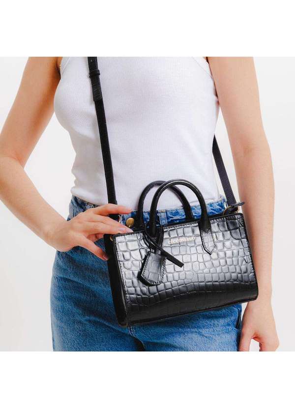 Cecconello - Bolsa Olivia Couro Croco Cecconello C2903-2 Preto 3