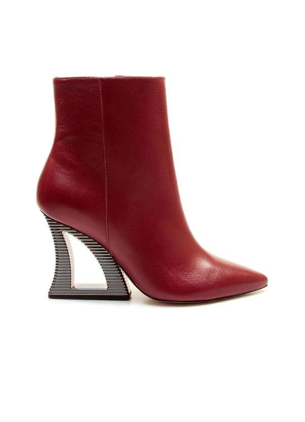 Cecconello - Bota Couro Cano Curto Salto Vazado Cecconello 2443001-3 Vermelho