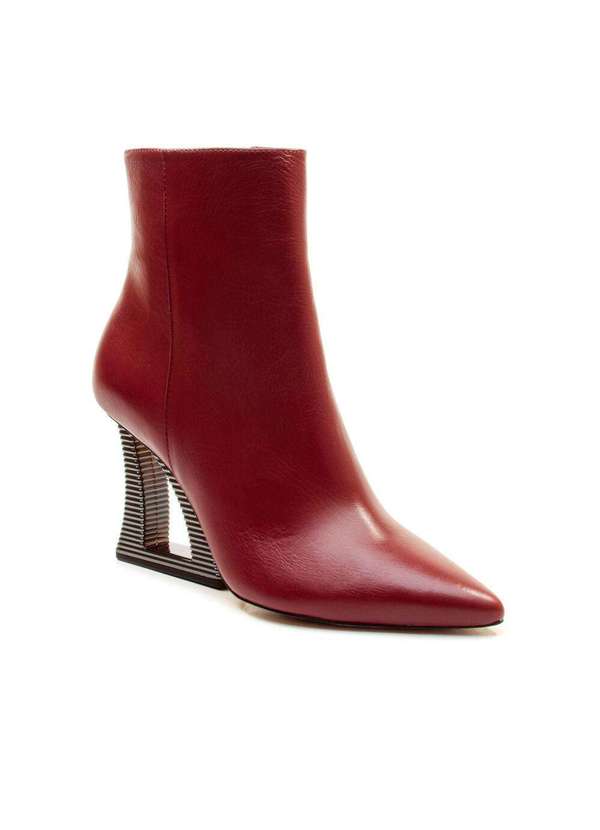 Cecconello - Bota Couro Cano Curto Salto Vazado Cecconello 2443001-3 Vermelho 2