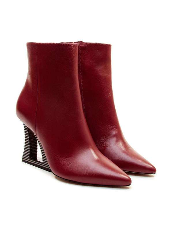 Cecconello - Bota Couro Cano Curto Salto Vazado Cecconello 2443001-3 Vermelho 4