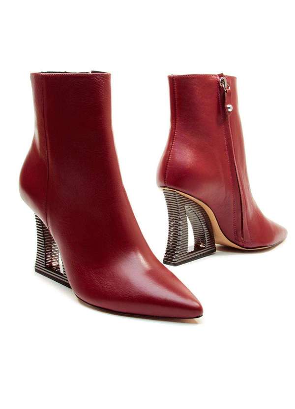 Cecconello - Bota Couro Cano Curto Salto Vazado Cecconello 2443001-3 Vermelho 5