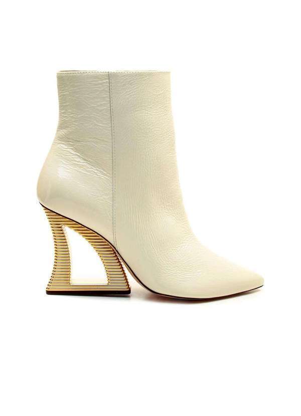 Cecconello - Bota Couro Cano Curto Salto Vazado Cecconello 2443001-3 Off White