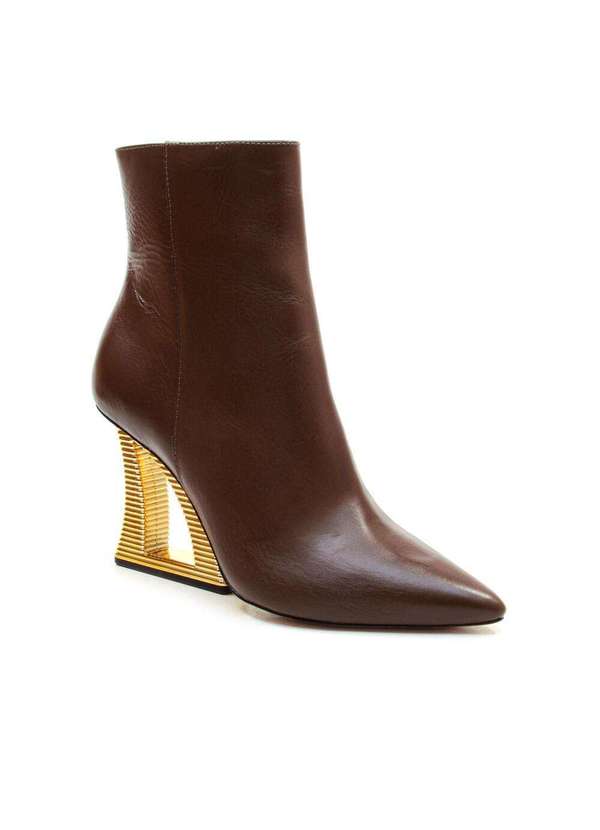 Cecconello - Bota Couro Cano Curto Salto Vazado Cecconello 2443001-3 Marrom 2