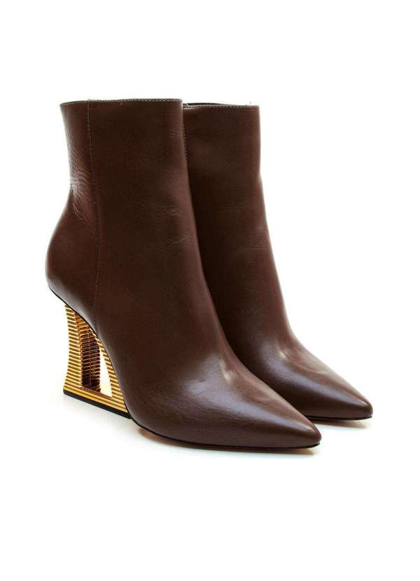 Cecconello - Bota Couro Cano Curto Salto Vazado Cecconello 2443001-3 Marrom 4