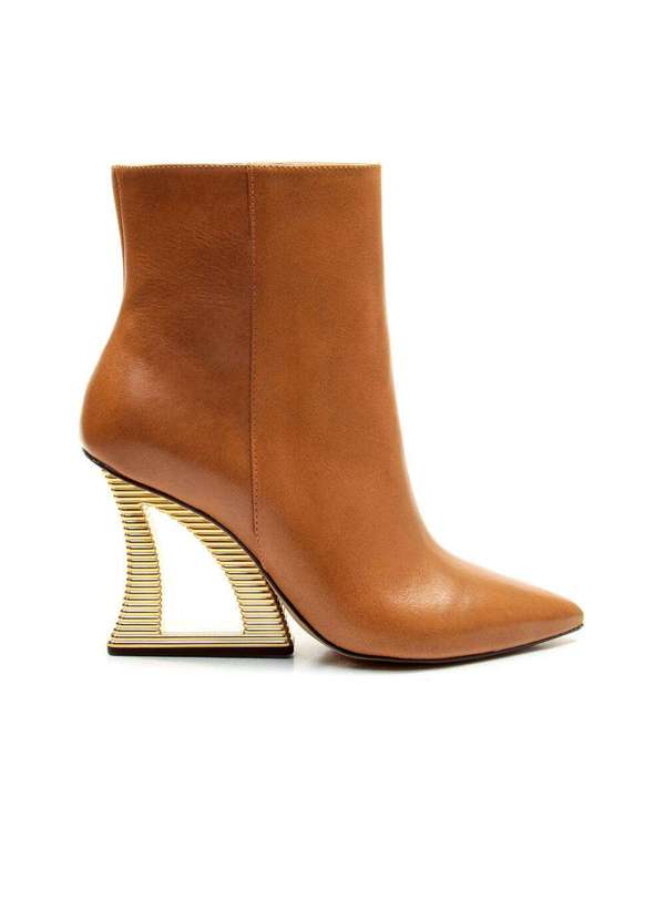 Cecconello - Bota Couro Cano Curto Salto Vazado Cecconello 2443001-3 Marrom