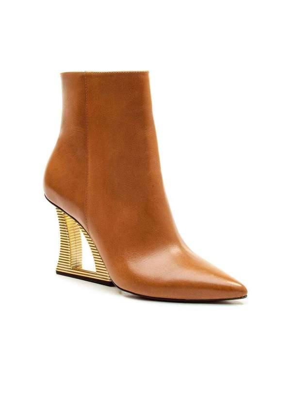 Cecconello - Bota Couro Cano Curto Salto Vazado Cecconello 2443001-3 Marrom 2