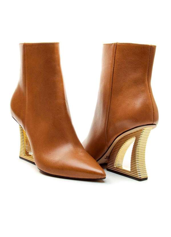 Cecconello - Bota Couro Cano Curto Salto Vazado Cecconello 2443001-3 Marrom 5