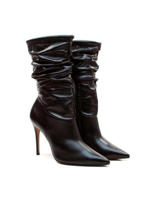 Cecconello - Bota Couro Cano Médio Slouchy Cecconello 2130006-27 Preto 4