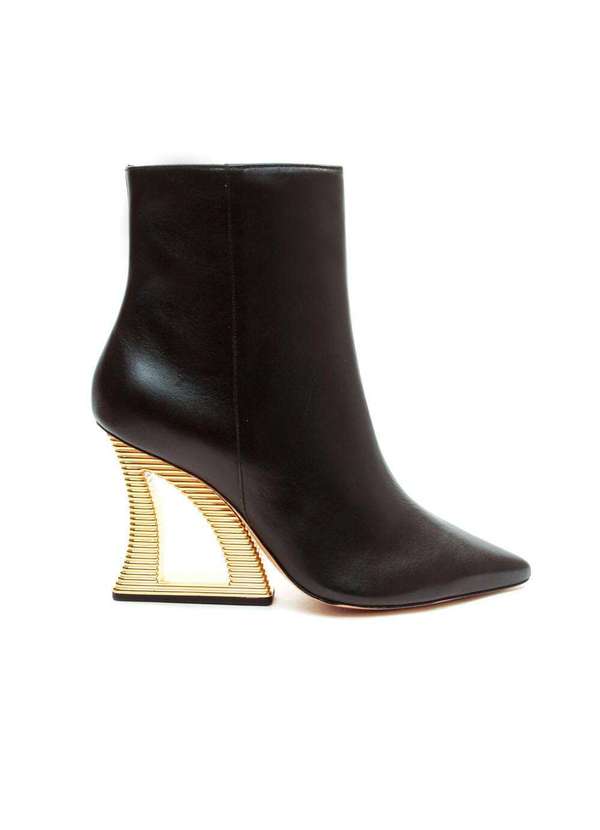 Cecconello - Bota Couro Cano Curto Salto Vazado Cecconello 2443001-3 Preto