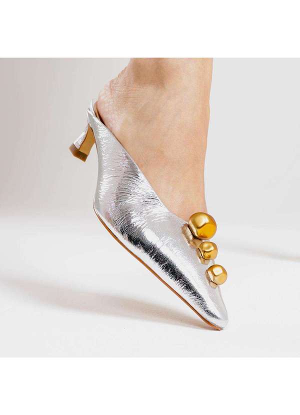 Cecconello - Mule Couro Salto Baixo Cecconello 2639010-2 Prata 2