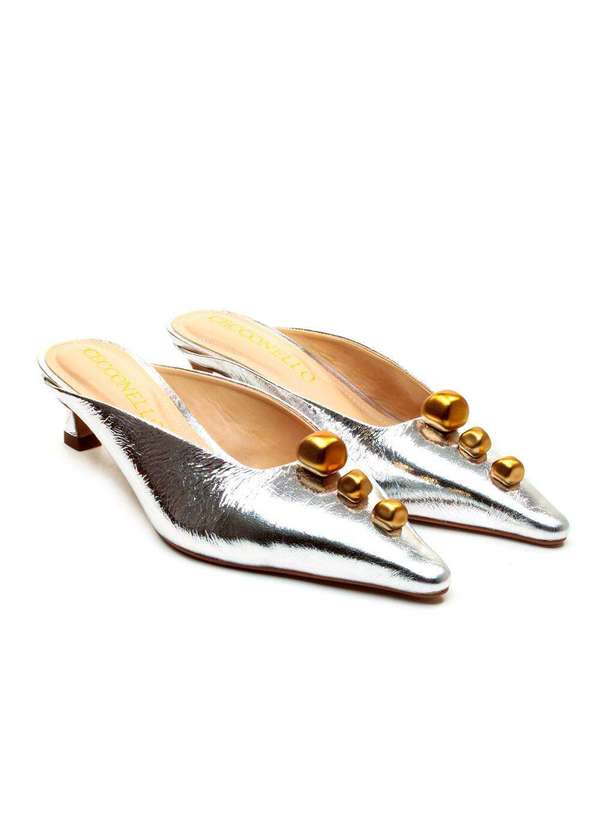 Cecconello - Mule Couro Salto Baixo Cecconello 2639010-2 Prata 5