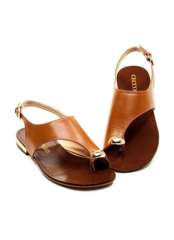 Cecconello - Sandália Rasteira Couro Cecconello 2724006-2 Marrom 4