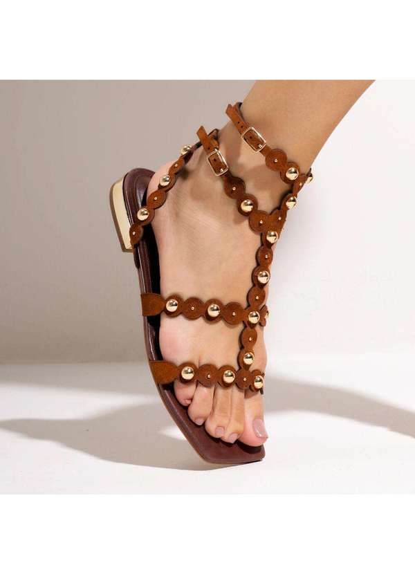 Cecconello - Sandália Rasteira Couro Cecconello 2722001-2 Marrom 2