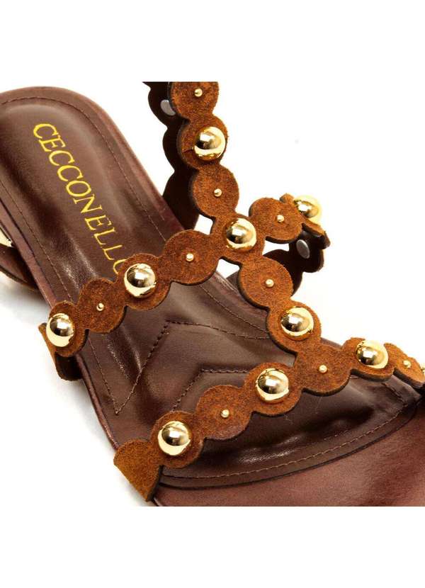 Cecconello - Sandália Rasteira Couro Cecconello 2722001-2 Marrom 5