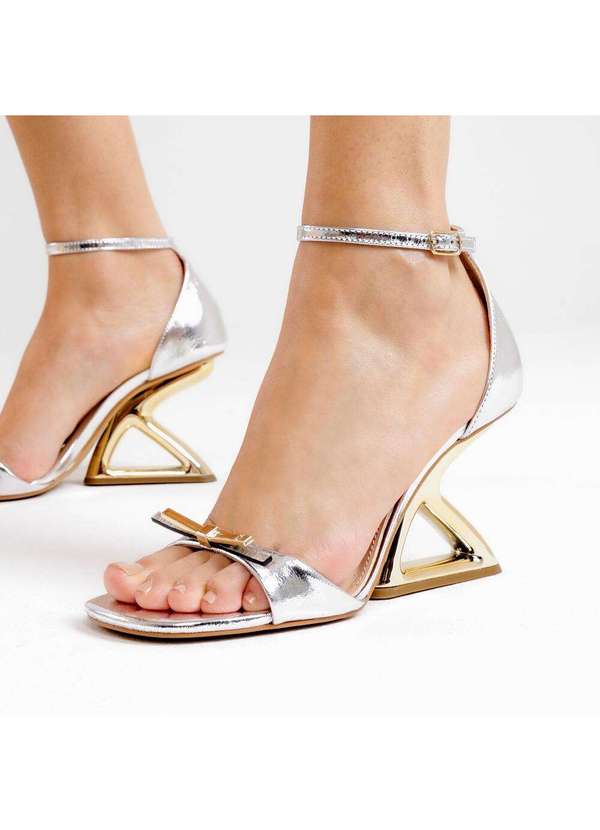 Cecconello - Sandália Couro Salto Alto Cecconello 2691001-3 Prata 2