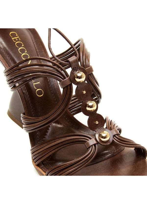 Cecconello - Sandália Couro Salto Alto Cecconello 2718001-1 Marrom 5