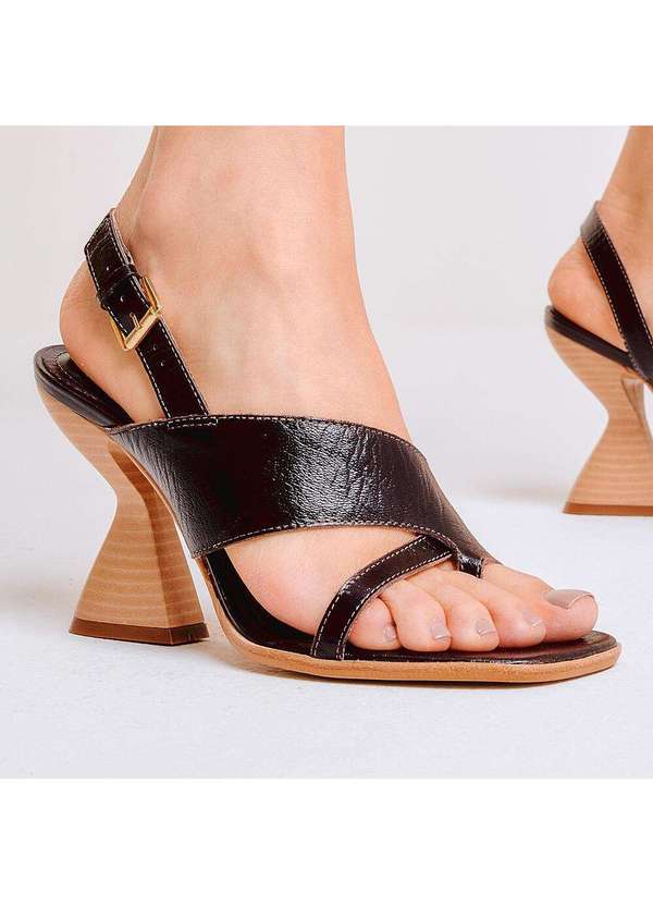 Cecconello - Sandália Couro Salto Alto Cecconello 2718010-1 Marrom 2