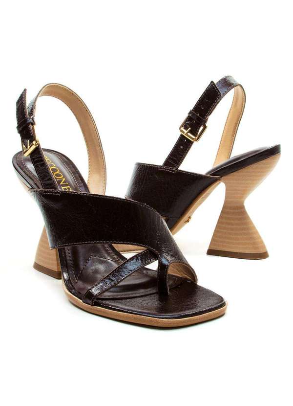 Cecconello - Sandália Couro Salto Alto Cecconello 2718010-1 Marrom 5