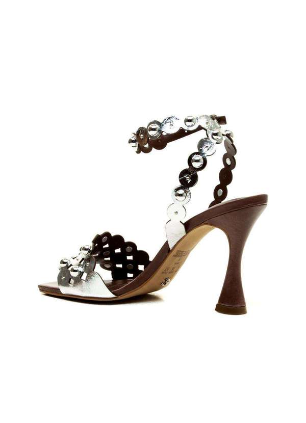 Cecconello - Sandália Couro Salto Alto Cecconello 2721001-1 Prata 4