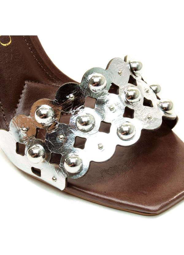 Cecconello - Sandália Couro Salto Alto Cecconello 2721001-1 Prata 5