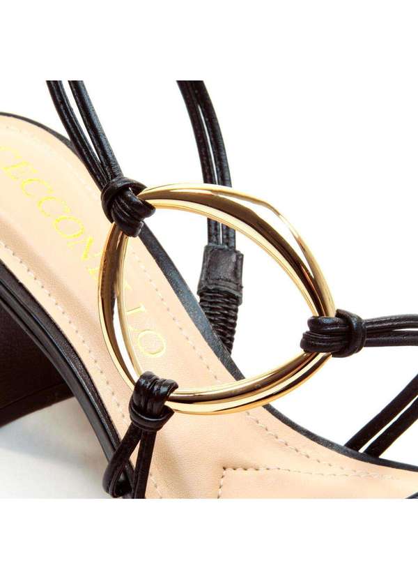 Cecconello - Sandália Couro Salto Bloco Médio Cecconello 2709001-2 Preto 5