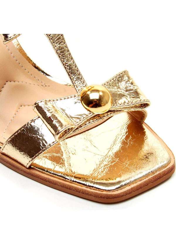 Cecconello - Sandália Couro Salto Médio Cecconello 2719002-3 Ouro Light 5