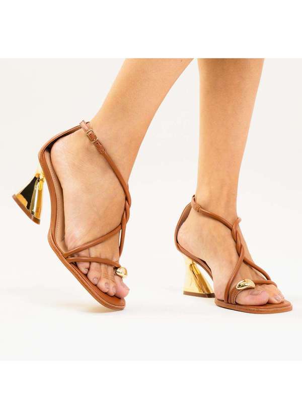 Cecconello - Sandália Couro Marrom Salto Médio Cecconello 2747003-3 Cafe 2