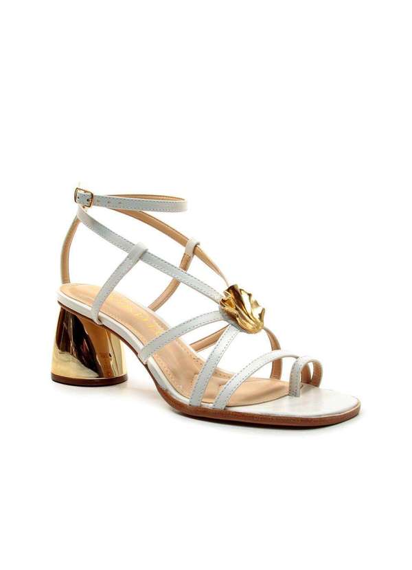 Cecconello - Sandália Couro Salto Bloco Cecconello 2805001-1 Branco 3