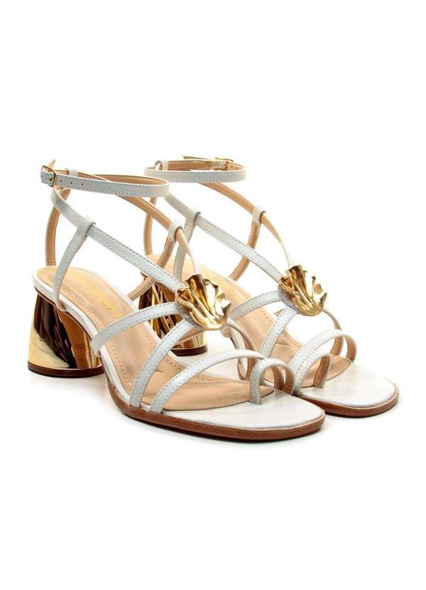 Cecconello - Sandália Couro Salto Bloco Cecconello 2805001-1 Branco 5