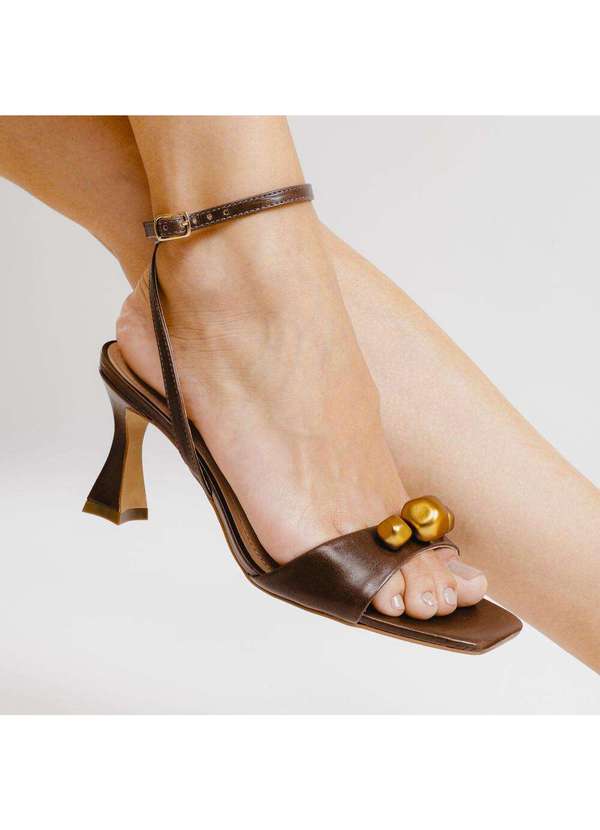 Cecconello - Sandália Couro Salto Médio Cecconello 2694001-3 Marrom 2