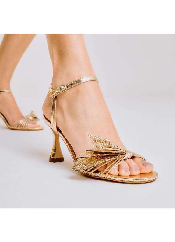 Cecconello - Sandália Couro Salto Médio Cecconello 2796002-2 Ouro Light 2