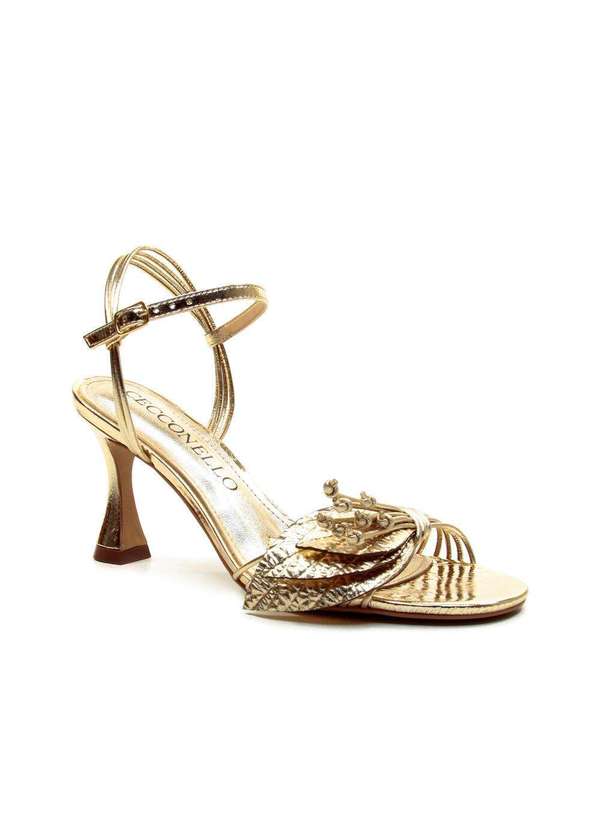 Cecconello - Sandália Couro Salto Médio Cecconello 2796002-2 Ouro Light 3
