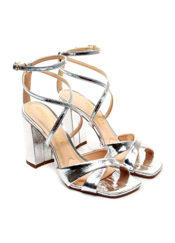 Cecconello - Sandália Couro Salto Alto Cecconello 2702001-2 Prata 5