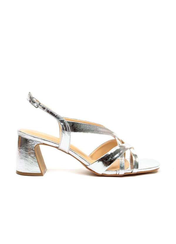 Cecconello - Sandália Couro Salto Bloco Médio Cecconello 2564003-5 Prata