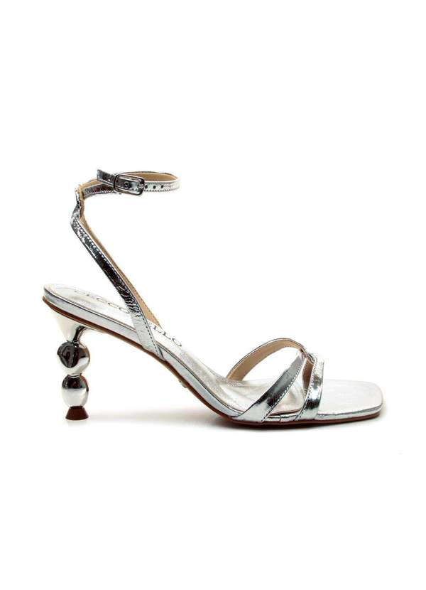 Cecconello - Sandália Couro Salto Médio Cecconello 2815001-2 Prata